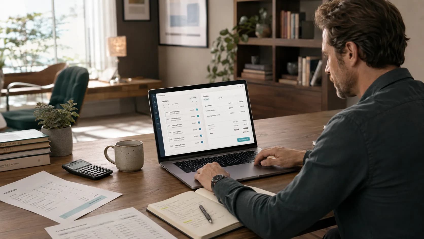 A tutor connecting lesson records, attendance and billing into a single invoicing workflow
